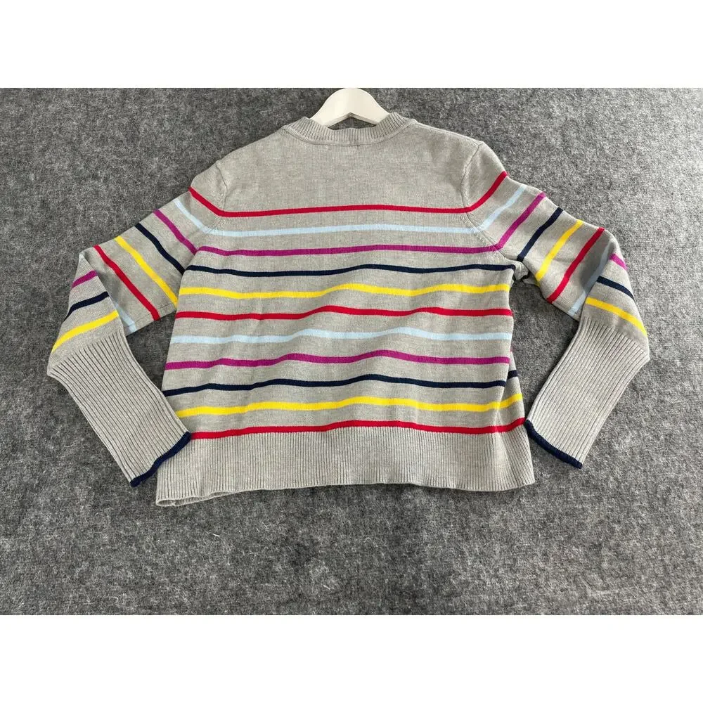 La Ligne Target Sweater Women 1X Gray Striped Cashmere Blend Pulover Crop N275